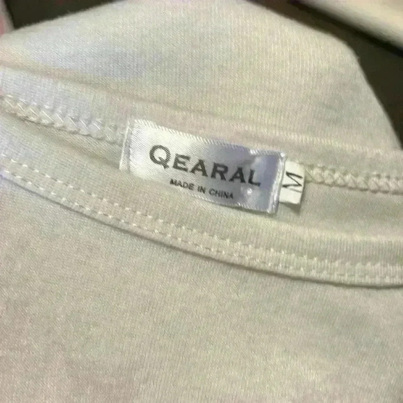 Qearal Women's‎ Top Shirt Flare Long Sleeve White Black Size Medium - Picture 4 of 6